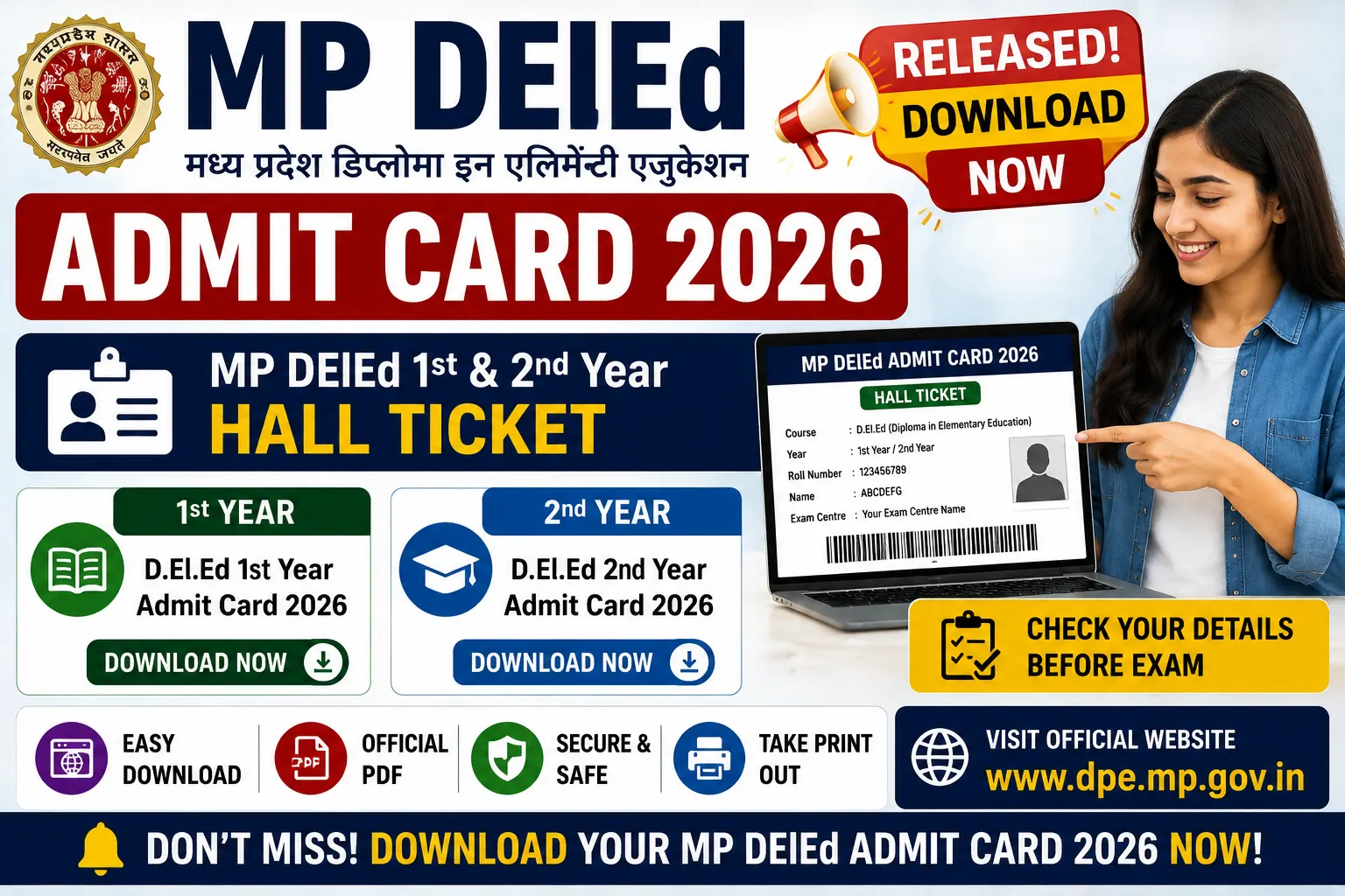 MP DElEd Admit Card 2026
