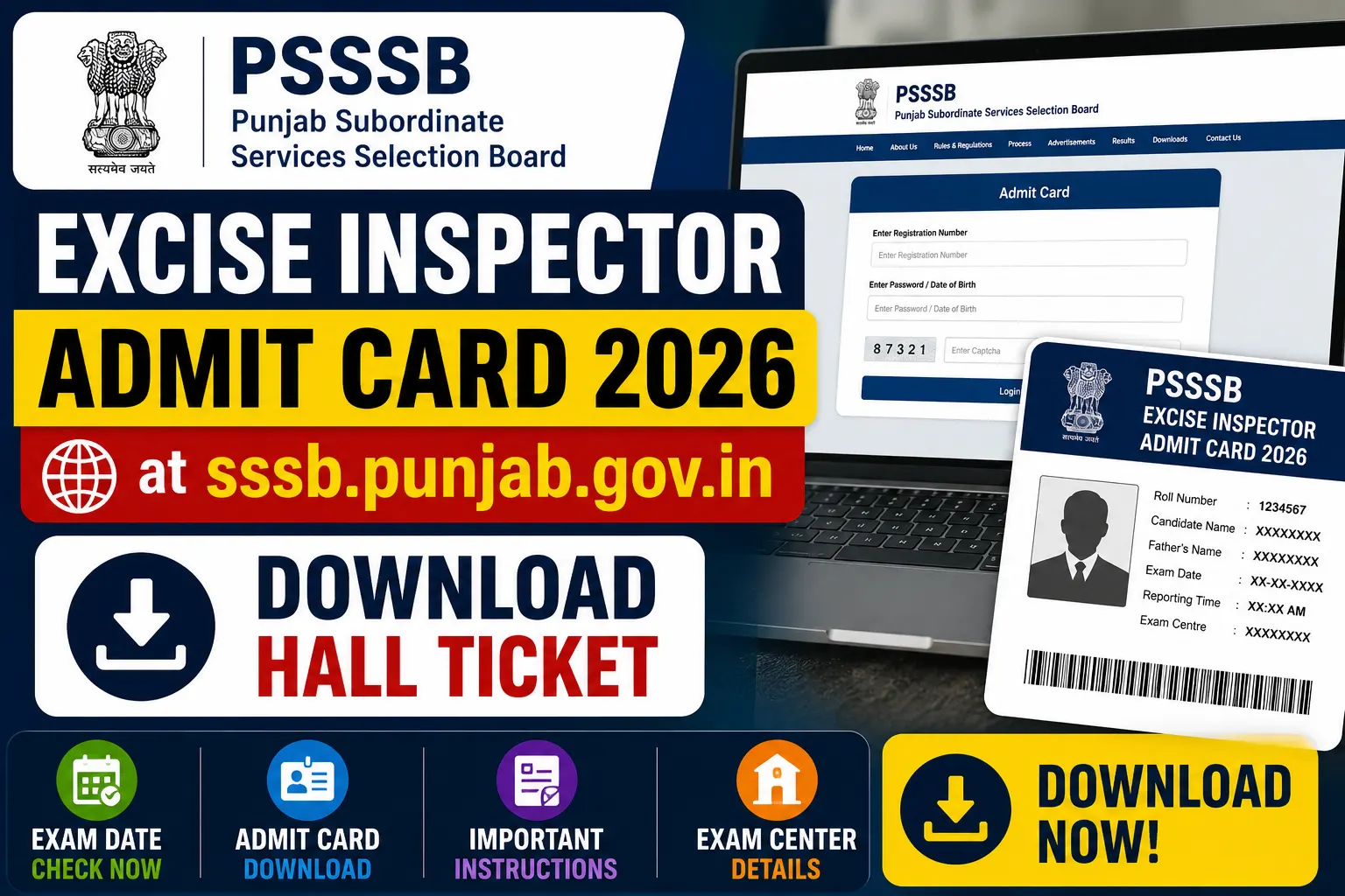 PSSSB Excise Inspector Admit Card 2026