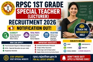 RPSC 1st Grade Special Teacher (Lecturer) Recruitment 2026