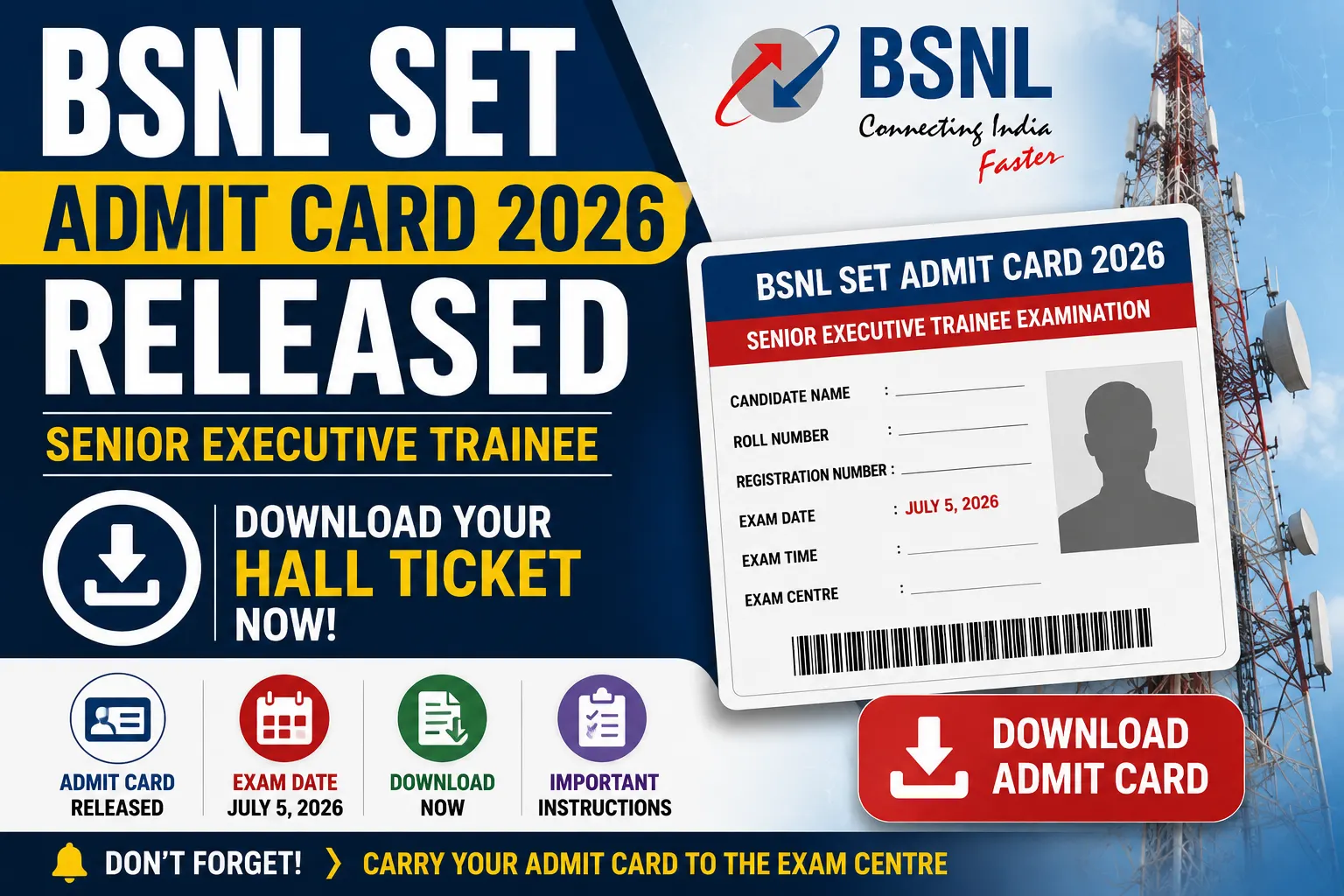 BSNL SET Admit Card 2026
