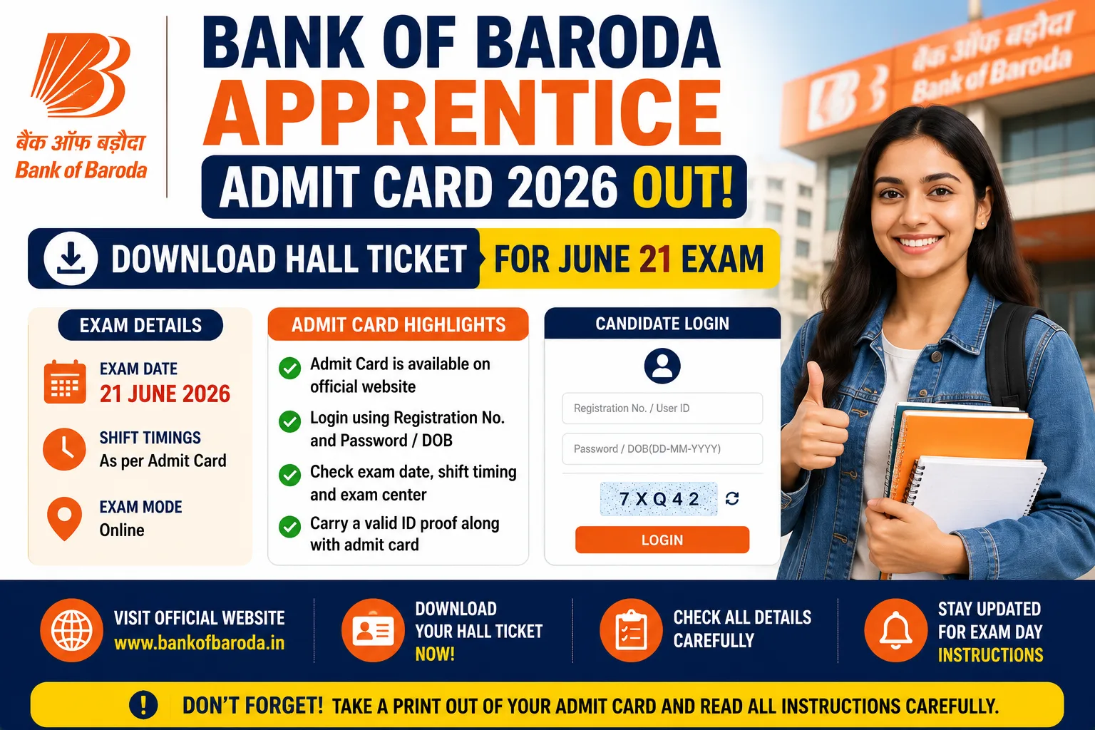 Bank of Baroda Apprentice Admit Card 2026