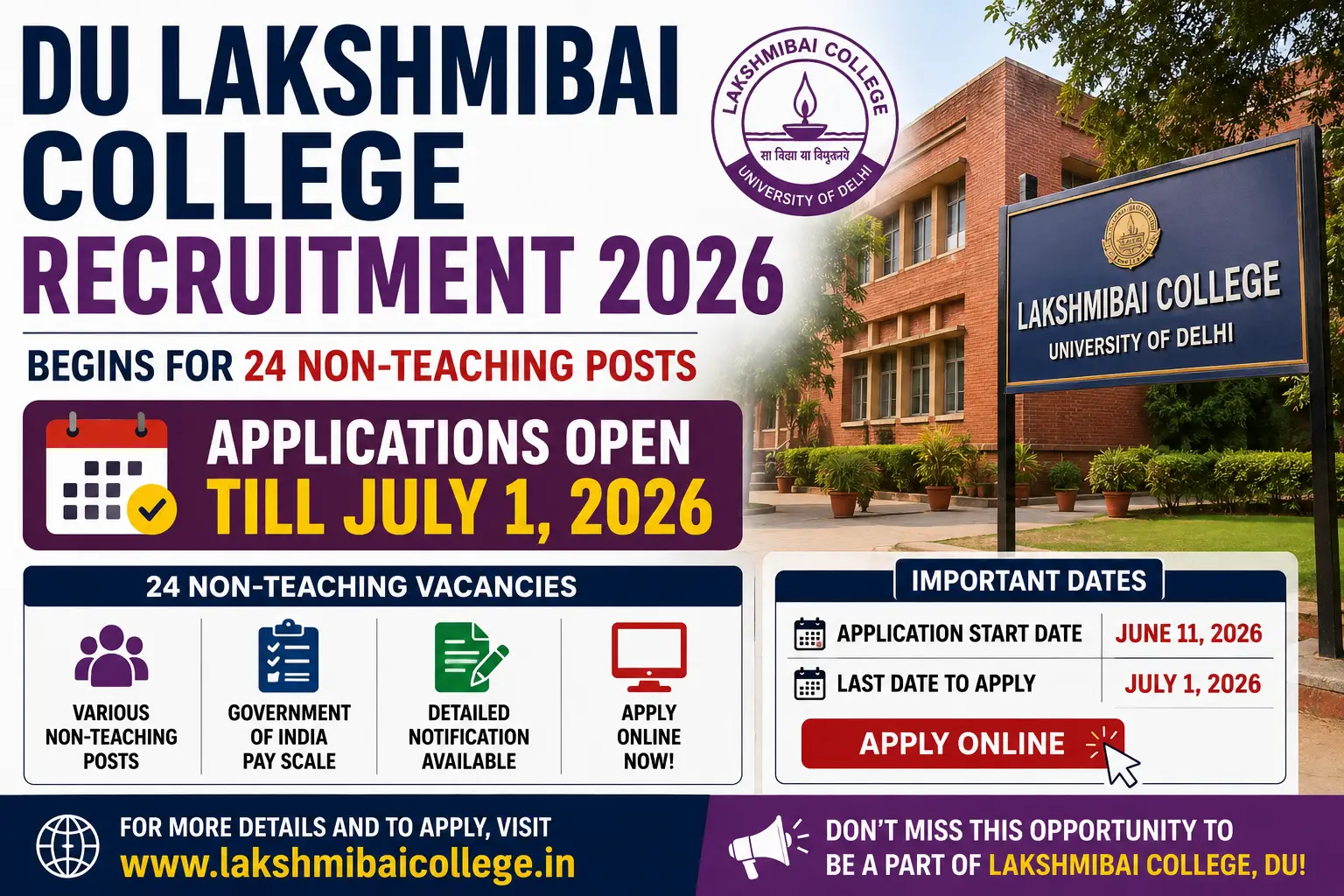 Lakshmibai College Recruitment 2026