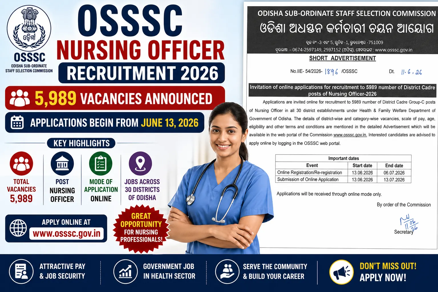 OSSSC Nursing Officer Recruitment 2026