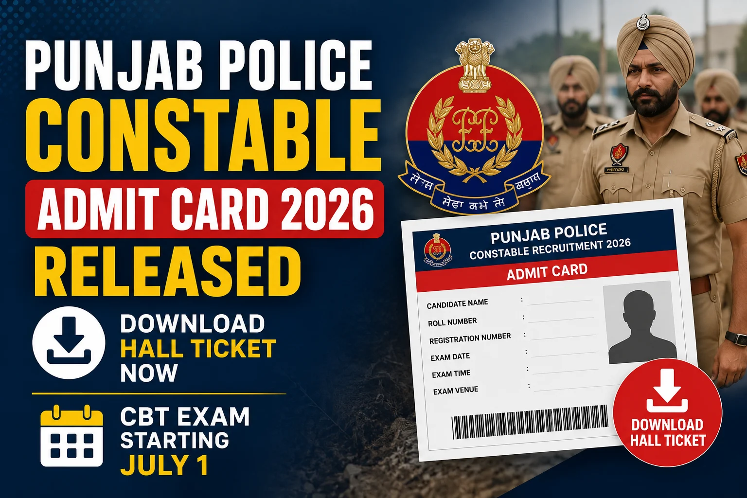 Punjab Police Constable Admit Card 2026