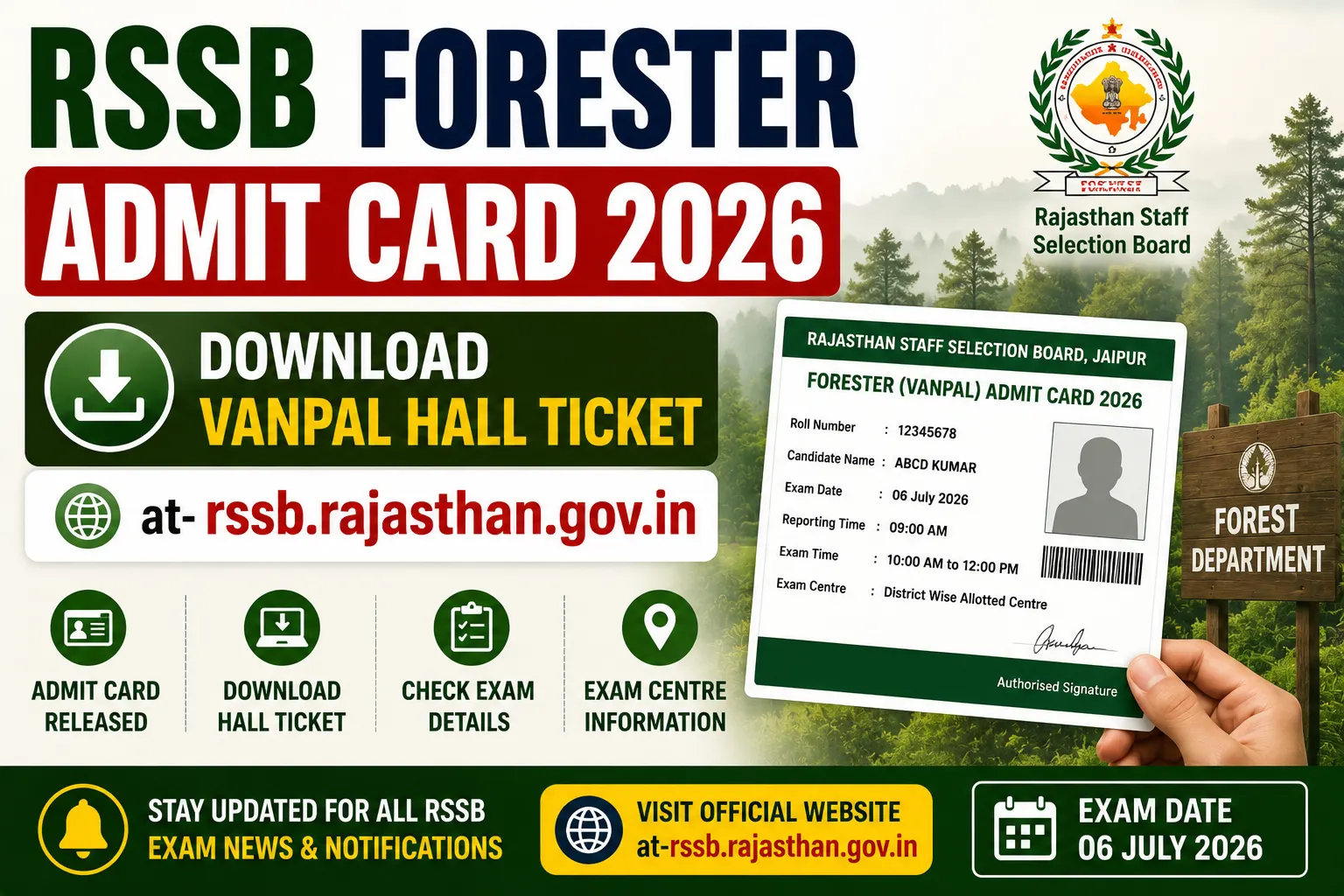 RSSB Forester Admit Card 2026
