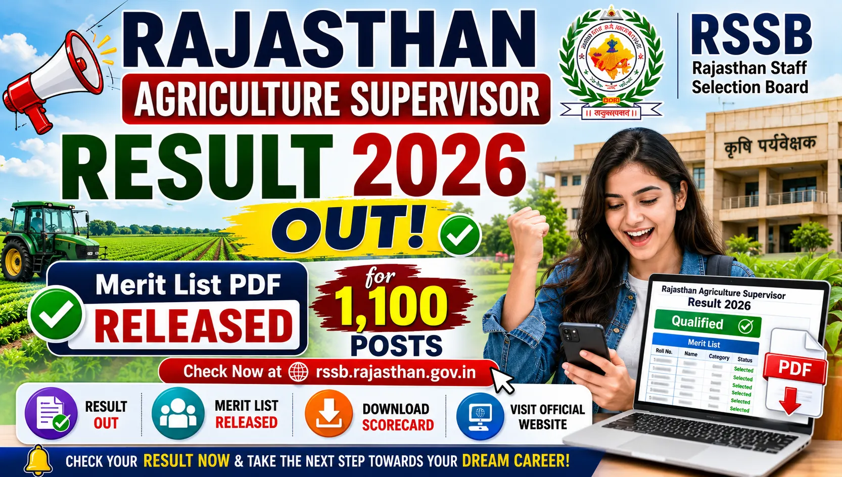 Rajasthan Agriculture Supervisor Result 2026