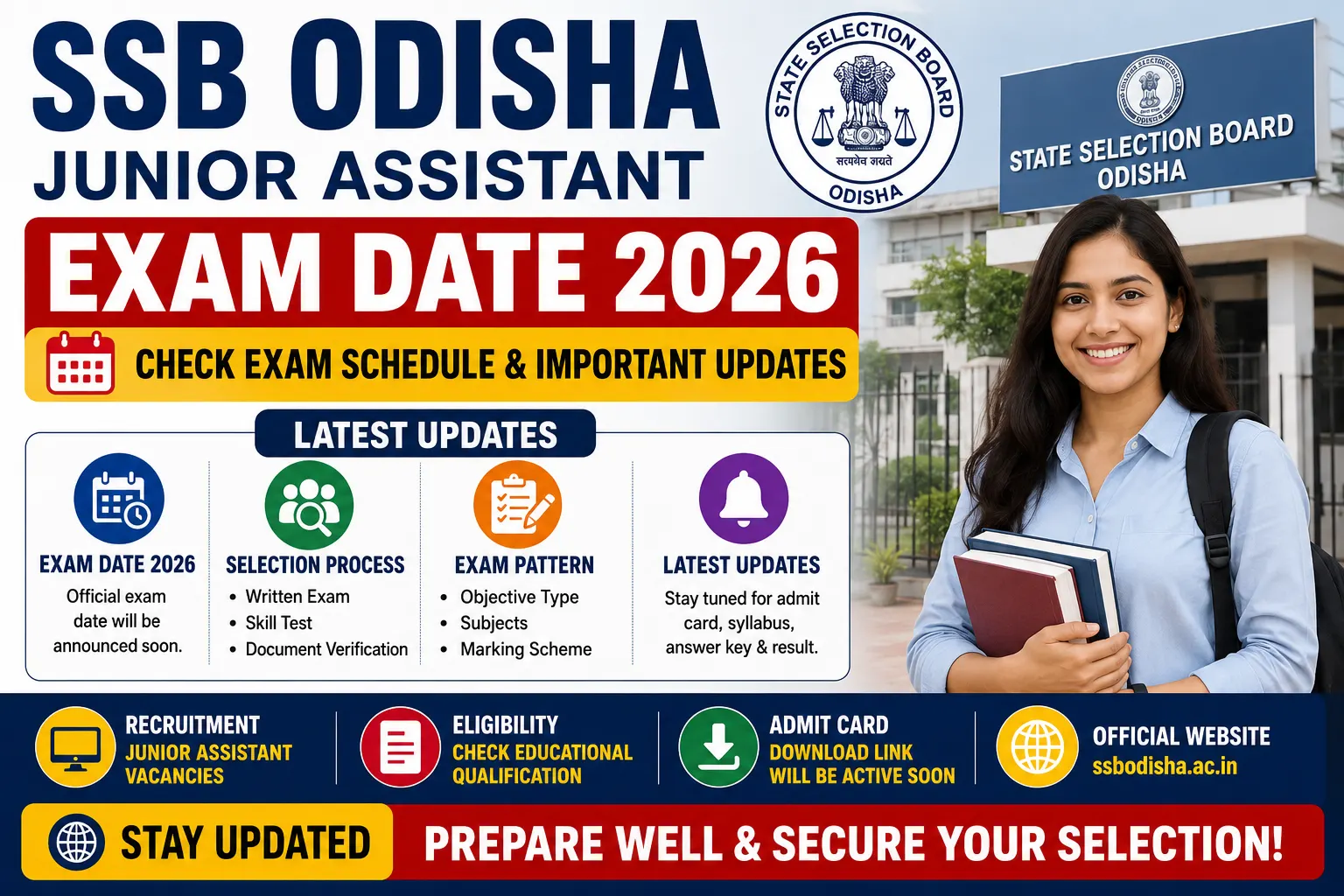 SSB Odisha Junior Assistant Exam Date 2026