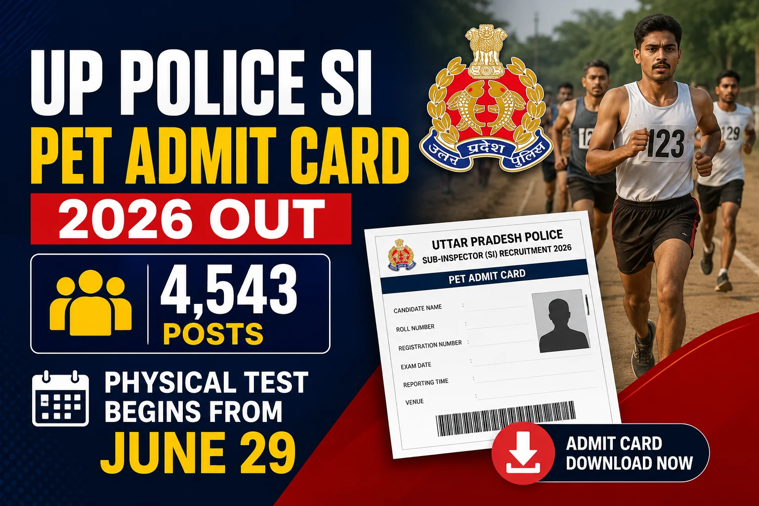 UP Police SI PET Admit Card 2026