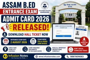 Assam B.Ed Entrance Exam Admit Card 2026
