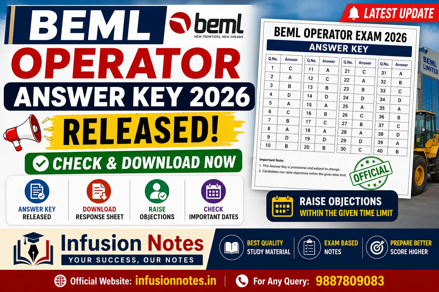 BEML Operator Answer Key 2026