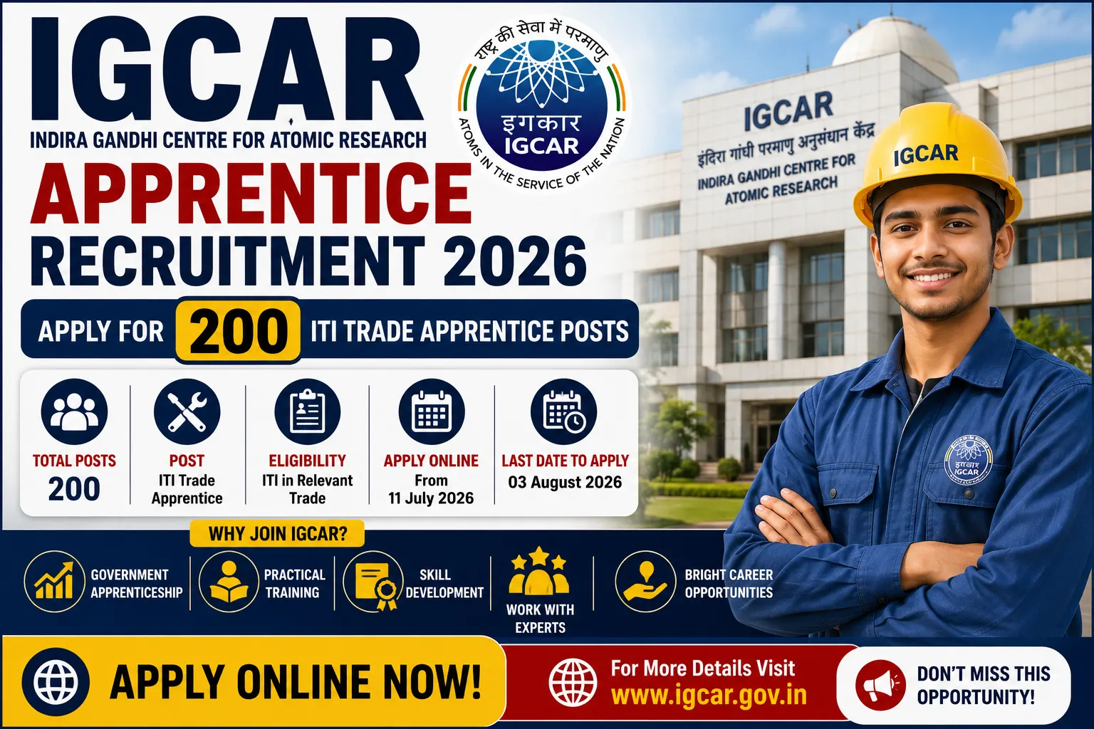 IGCAR Apprentice Recruitment 2026