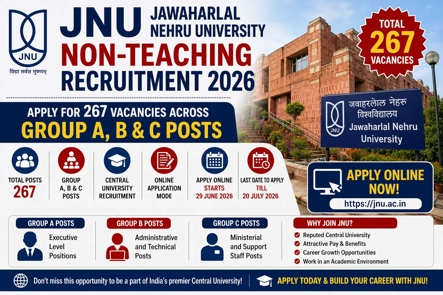 JNU Non-Teaching Recruitment 2026