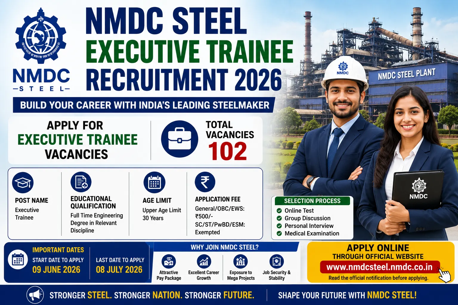 NMDC Steel Executive Trainee Recruitment 2026