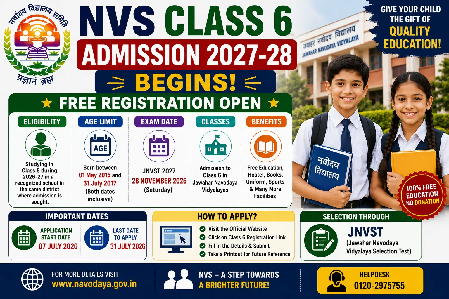 NVS Class 6 Admission 2027-28