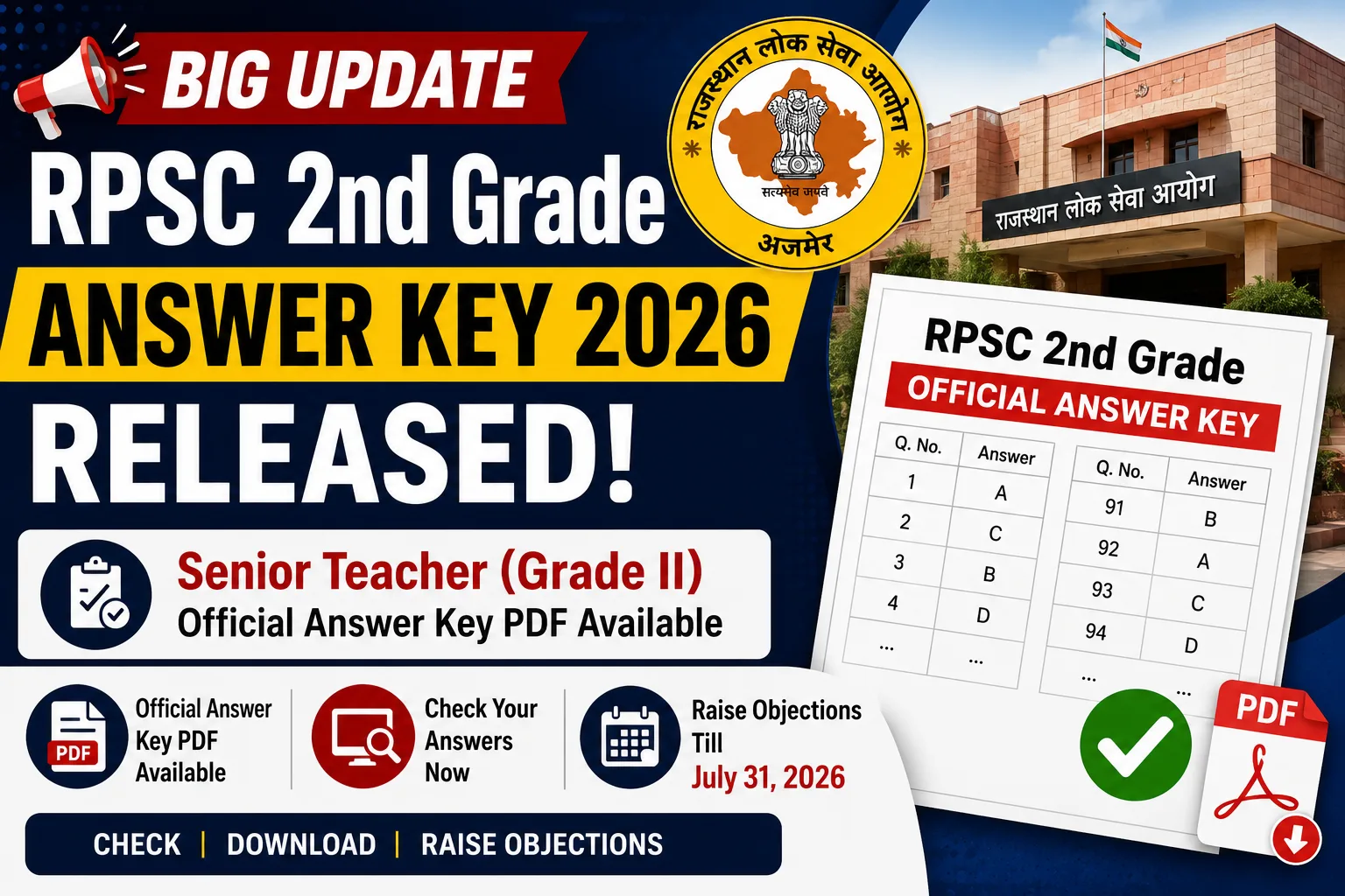 RPSC 2nd Grade Answer Key 2026