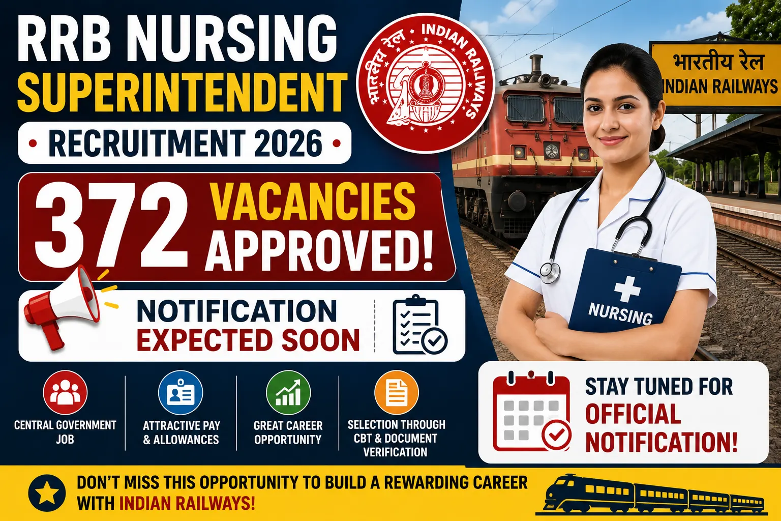 RRB Nursing Superintendent Recruitment 2026