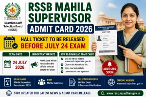 RSSB Mahila Supervisor Admit Card 2026