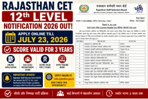 Rajasthan CET 12th Level Notification 2026