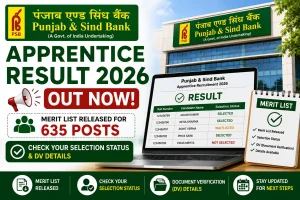 Punjab and Sind Bank Apprentice Result 2026