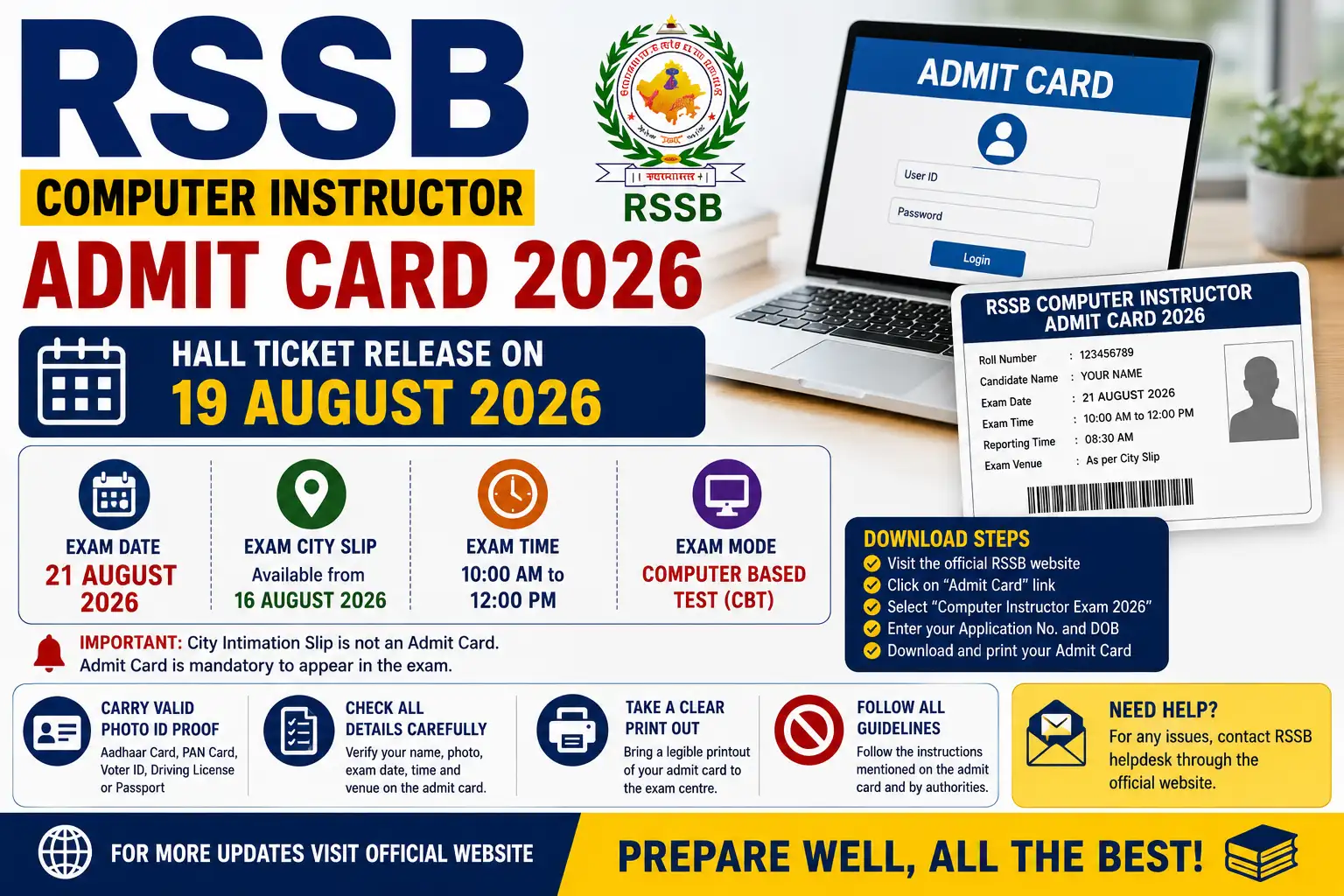RSSB Computer Instructor Admit Card 2026